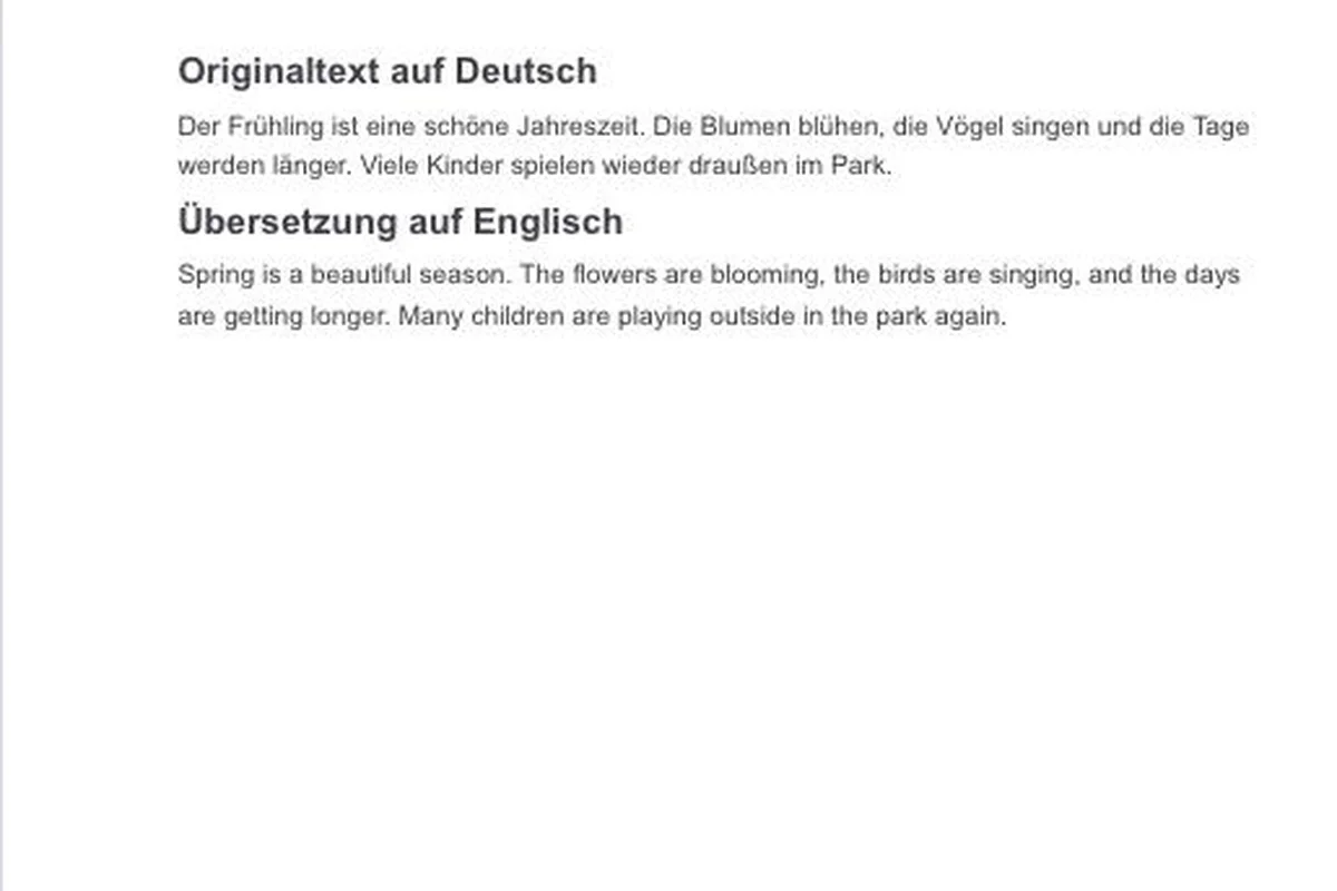 Der KI Übersetzer von KI Schulgenie zeigt ein Eingabefeld für den Text und die Auswahl der Zielsprache mit der fertigen Übersetzung